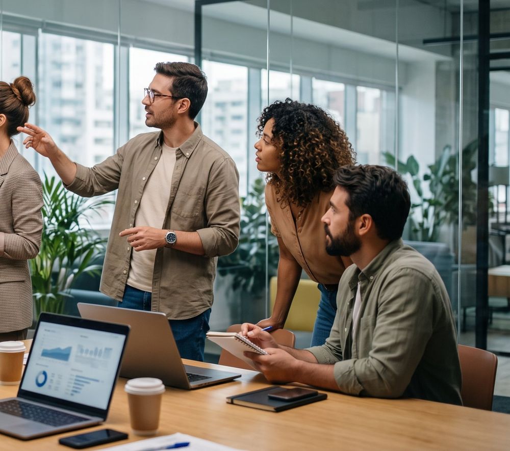 Equipo de trabajo revisando una estrategia en una sala de reuniones (imagen ilustrativa)